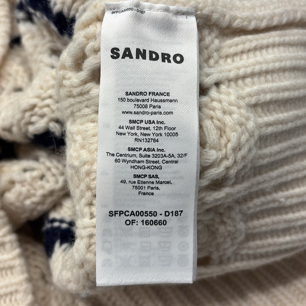 Sandro Ludvik Crocheted Logo Patch Women’s Cardigan Sweater size Large - Picture 12 of 15